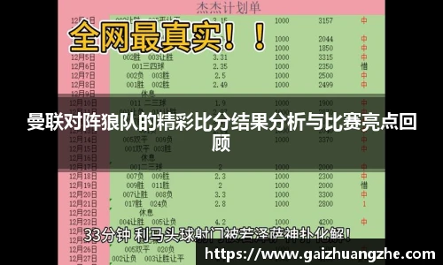 曼联对阵狼队的精彩比分结果分析与比赛亮点回顾
